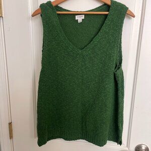 J.Crew Bouclé Textured V-Neck Sweater Tank Green Large